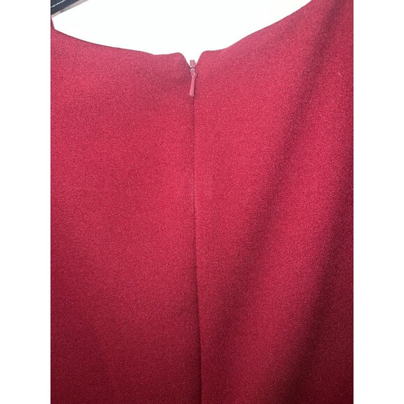 Badgley Mischka Dress 6 Womens Ruby Red Ruched Pleated Drape Sheath Career New - Picture 8 of 13